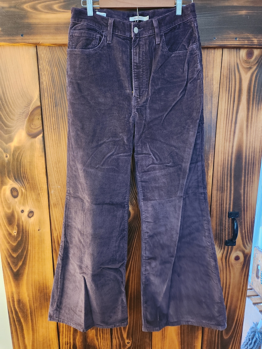 Levis High-Waist Wide-Leg Corduroy Pants in Deep Plum